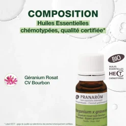 Huile Essentielle de Géranium rosat cv bourbon - Bio