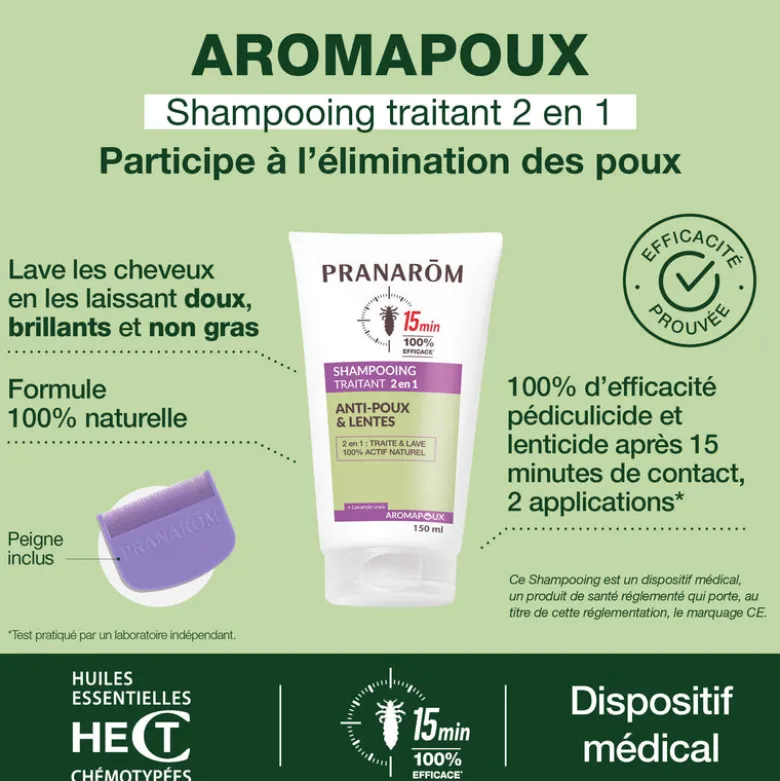 Shampooing traitant 2 en 1 anti-poux et lentes - Dispositif médical